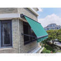 Outdoor retractable window drop arm awning